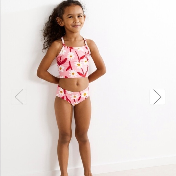 Hanna Andersson NWT Sunblock Tankini Swimsuit Lemons Print White & Yellow Scandi - Picture 7 of 9